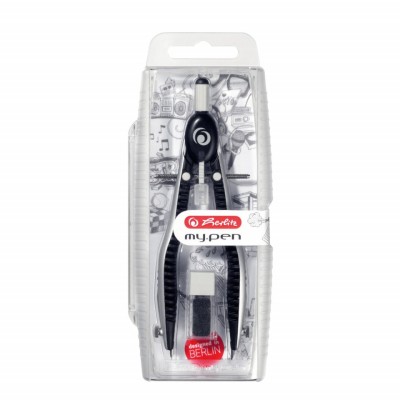 Compas Herlitz MyPen, setare rapida, negru / gri foto
