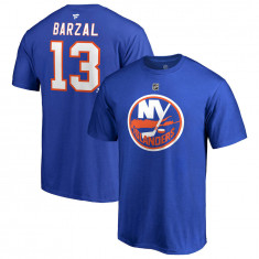 New York Islanders tricou de bărbați blue Mathew Barzal #13 Stack Logo Name &amp; Number - M