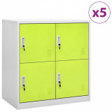 vidaXL Dulapuri vestiar 5 buc. gri deschis/verde 90x45x92,5 cm oțel