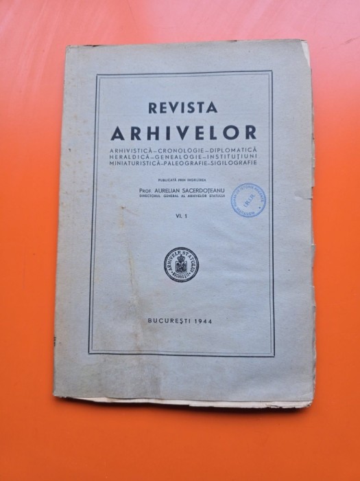 Revista Arhivelor VI.1 - Prof. Aurelian Sacerdoteanu