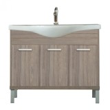 Dulap Baie Inferior Nerva 105 cm cu Lavoar, Ulm Rauna, MDF, Alb, 3 Usi, 105x85x34 cm
