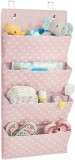 Organizator suspendat cu 4 buzunare mDesign, textil, roz/alb, 101,6 x 33 cm