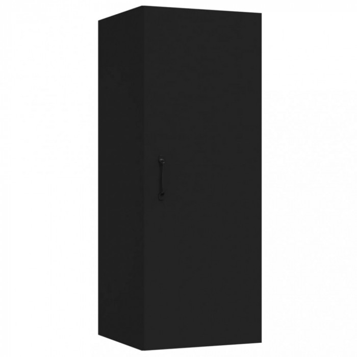Dulap de perete suspendat, negru, 34,5x34x90 cm, lemn compozit
