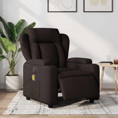 vidaXL Fotoliu electric de masaj rabatabil, maro &amp;icirc;nchis, textil foto