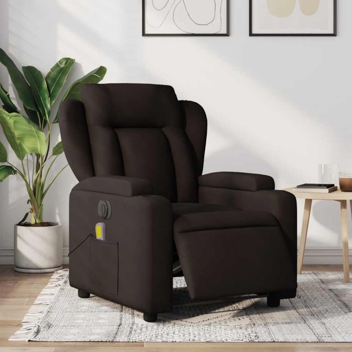 vidaXL Fotoliu electric de masaj rabatabil, maro &icirc;nchis, textil