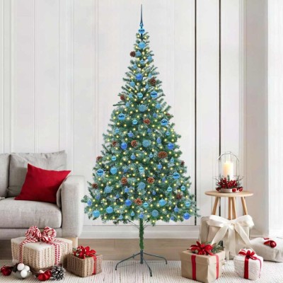 vidaXL Brad de Crăciun artificial cu 300 LED Verde 210 cm PVC și Oțel 3396730 foto