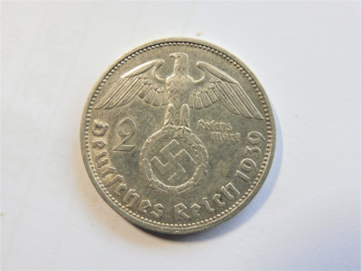 GERMANIA - 2 Reichsmark 1939 - STUTTGART (F) - Argint - (267) foto