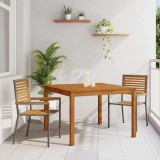 Cumpara ieftin Set de masa pentru gradina 3 buc. Gri Lemn Solid de Acacia