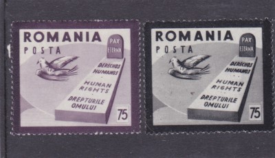 EXIL,ROMANIA-SPANIA,DREPTURILE OMULUI ,DANTELAT,1954,MNH foto