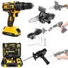Set Profesional Bormasina APF&reg; cu Percutie 36V, 30 Accesorii, 2 Acumulatori + Adaptor Mini Drujba 4&quot; + Adaptor Fierastrau Alternativ + Tocator Metalic