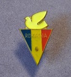 Insignă vintage ROMANIA pentru pace - obiect de colecție datat din anii 1960
