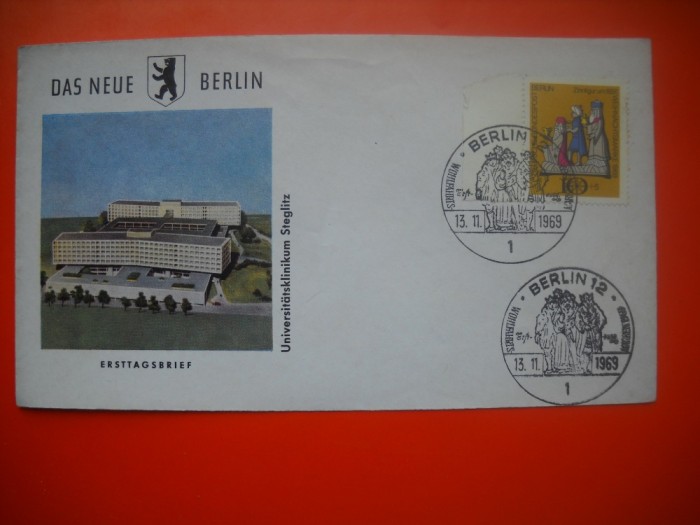 HOPCT PLIC S FDC NR 713 UNIVERSITATEA STEGLITZ -BERLIN DE VEST-1969 GERMANIA -NECIRCULAT