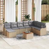 VidaXL Set canapea grădină 9 pcs Bej, gri deschis Mare