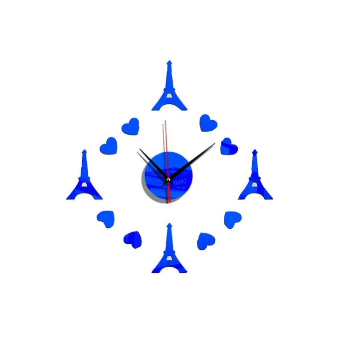 Ceas decorativ de perete, Turnul Eiffel, Oglinda acrilica, 40 cm, MC-077