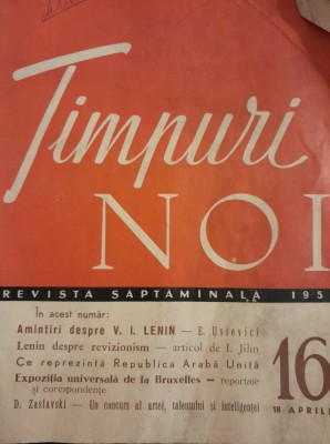 Revista Timpuri noi aprilie1958 sovietic leninism propaganda despre Lenin foto