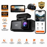 Cumpara ieftin Camera de Bord QOVU&reg; S5, 4K Fata + 1080P Spate/Interior, Ecran 3.2&rdquo;, Night Vision, G-Sensor, Inregistrare in bucla, 170&deg;/140&deg;