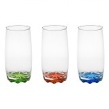 Set Pahare Sticlă, Model &Icirc;nalt, Capacitate 0,369L, Multicolor, 3 Bucăți, Oem