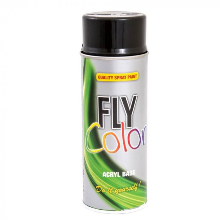 Vopsea Spray Decorativa Dupli-Color Fly Color, 400 ml, Negru Mat, Spray Vopsea Decorativa, Vopsea Acrilica Decorativa, Vopsele Decorative Pulverizante