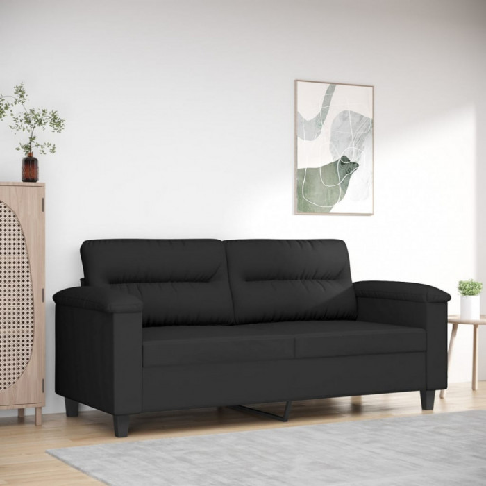 Gossi canapea cu 2 locuri, negru, 140 cm, tesatura microfibra