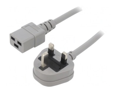 Cablu Alimentare 1,5m Gri 3x1,5mm2 BS 1363 la IEC C19 foto