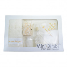 Trusou pentru botez 7 piese Mini Bimbi TBMB-10, Crem foto