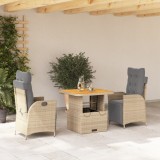 VidaXL Set mobilier de grădină cu perne, 3 piese, bej, poliratan