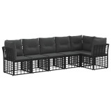 vidaXL Set de canapele pentru grădină cu pernă 6 pcs Negru poliratan 3437471
