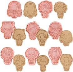 Set de taietori de biscui?i Don Slayer - Miotlsy 8 buc. Set de taietori de biscui?i Demon Slayer, din plastic, pentru taietorii de biscui?i, pentru fo foto