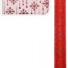Decoratiune Glitter rain of snowflake, 36.5x200 cm, poliamida, rosu