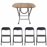 Masa plianta cu blat mdf, dimensiuni 50x80x75 cm (ZLN 2517) plus 4 x scaun bucatarie pliant (DSY 1115) / ZLN 2517_STEJAR_4S