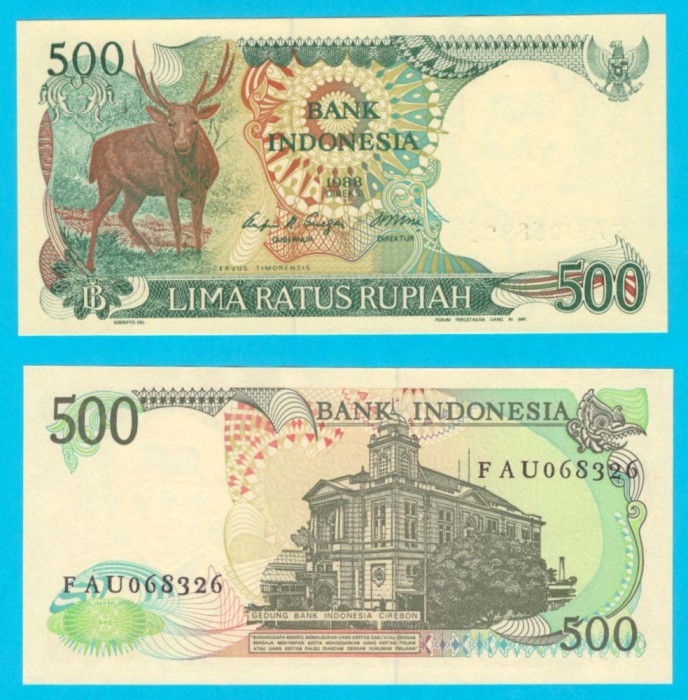 Indonezia 500 Rupiah 1988 &#039;Cerb&#039; UNC serie: FAU068326 p123