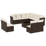 Cumpara ieftin Set canapele de gradina cu perne, 12 piese, maro, poliratan
