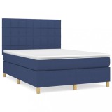 Cumpara ieftin Pat box spring cu saltea, albastru, 140x200 cm, textil