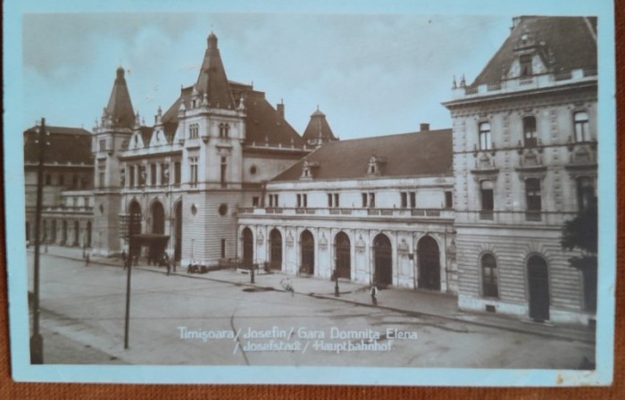 Carte postala, Timisoara, gara Domnita Elena, perioada interbelica