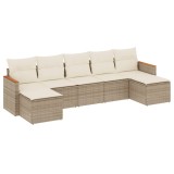 Cumpara ieftin Set canapele de gradina, 7 piese, cu perne, bej, poliratan
