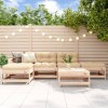 Set mobilier gradina Gossi, 6 piese, lemn masiv pin, canapea colt, 2 canapele mijloc, 3 taburete/masute