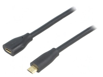 Cablu USB 2.0 Micro USB B 1m Negru foto
