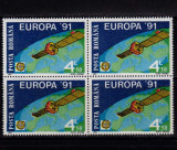 RO 1991 LP1252 &quot;Europa CEPT spatiu -satelitul Eutelsat I&quot; ,bloc de 4 , MNH