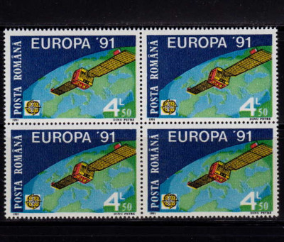 RO 1991 LP1252 &amp;quot;Europa CEPT spatiu -satelitul Eutelsat I&amp;quot; ,bloc de 4 , MNH foto