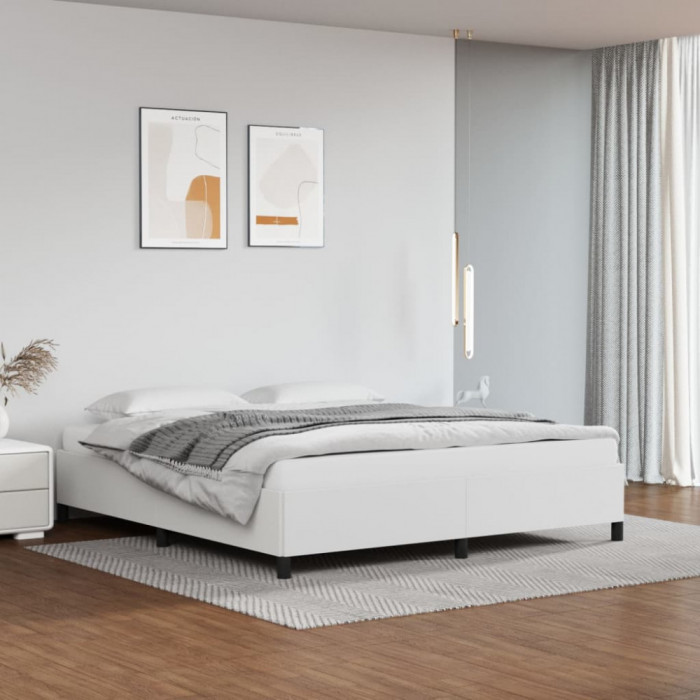 Cadru de pat, alb, 180x200 cm, piele ecologica GartenMobel Dekor