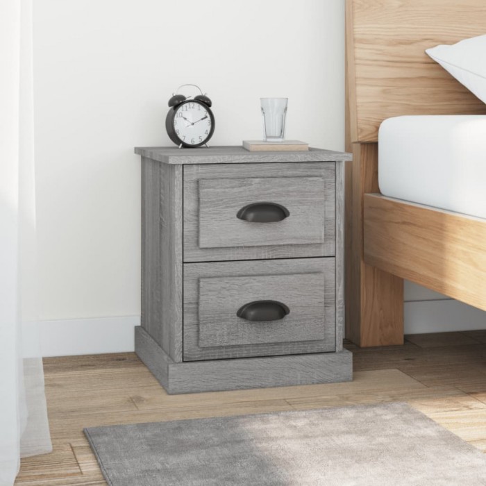 Gossi noptiere, 2 buc., gri sonoma, 39x39x47,5 cm, lemn prelucrat