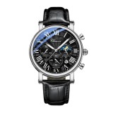Ceas Barbati Chenxi 973 Negru , Multifunctional, Design Business, Clasic, Rezistent la Apa 3ATM
