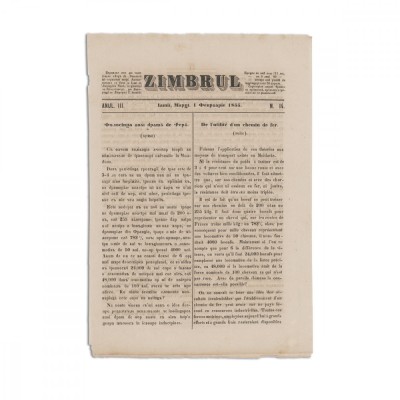 Publicația &amp;bdquo;Zimbrul&amp;rdquo;, Anul III, Nr. 14, 1 februarie 1855 foto