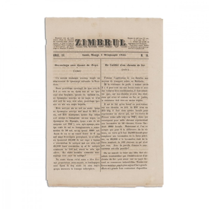 Publicația &bdquo;Zimbrul&rdquo;, Anul III, Nr. 14, 1 februarie 1855