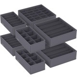 SONGMICS Organizatoare dulap sau sertar, set 8 cutii de depozitare a lenjeriei de corp, pliabile, 64x48x10cm, gri Household NewTrend