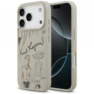 Husa pentru Apple iPhone 17 Pro, Karl Lagerfeld, Grained Pattern Logo, Gri foto