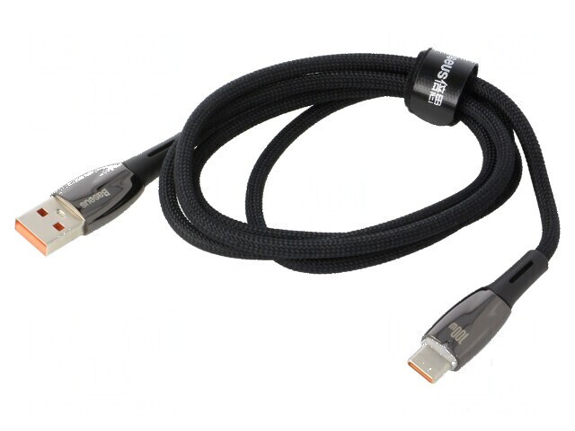 Cablu USB A la USB C 1m negru textil 100W
