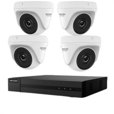 Kit supraveghere Hikvision seria HiWatch 4 camere 2 Megapixeli Infrarosu 20M DVR 4 canale SafetyGuard Surveillance foto