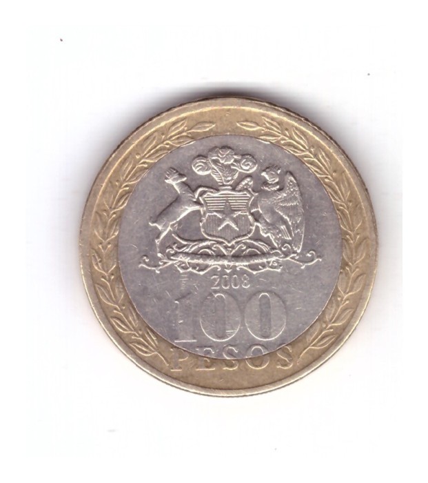 Moneda Chile 100 pesos 2008, stare buna, curata