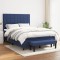 vidaXL Pat continental cu saltea, albastru, 140x200cm, material textil 3136603